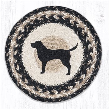 Black Lab Silhouette Printed Round Braided Trivet 10"x10"