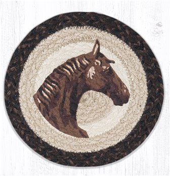 Horse Printed Round Braided Trivet 10"x10"