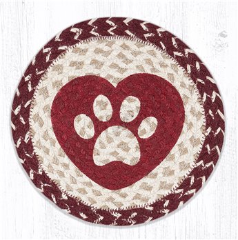 Heart Paw Printed Round Braided Trivet 10"x10"