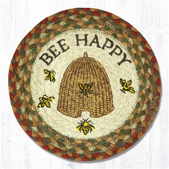 Bee Happy Printed Round Braided Trivet 10"x10"