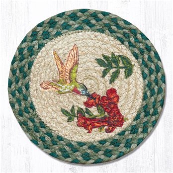 Hummingbird Printed Round Braided Trivet 10"x10"