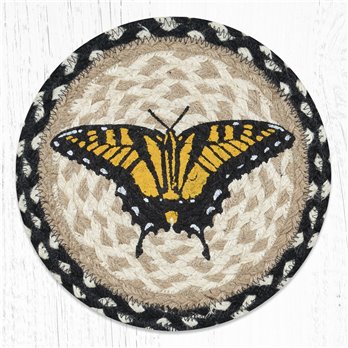 Swallowtail Butterfly Printed Round Braided Trivet 10"x10"