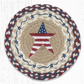 Primitive American Star Printed Round Braided Trivet 10"x10"