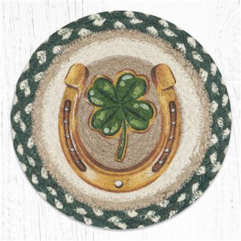 Clover Horseshoe Printed Round Braided Trivet 10"x10"