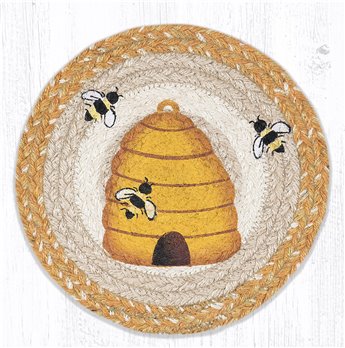 Beehive Printed Round Braided Trivet 10"x10"