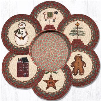 Winter Braided Trivets in a Basket 10"x10", Set of 6