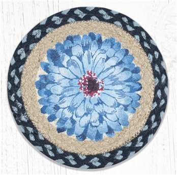 Blue Boho Flower Printed Round Braided Trivet 10"x10"