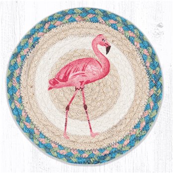 Pink Flamingo Printed Round Braided Trivet 10"x10"