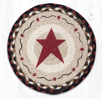 Primitive Star Burgundy Printed Round Braided Trivet 10"x10"