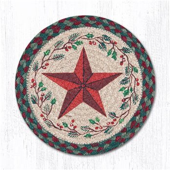 Holiday Barn Star Printed Round Braided Trivet 10"x10"