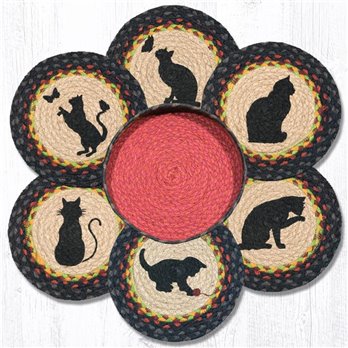 Cats Braided Trivets in a Basket 10"x10", Set of 6