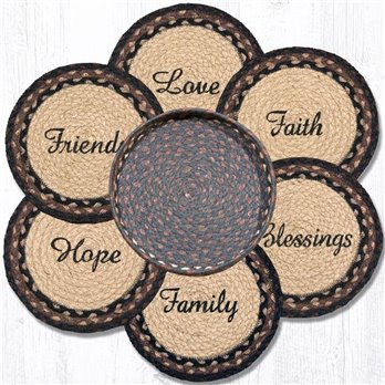 Blessings Braided Trivets in a Basket 10"x10", Set of 6
