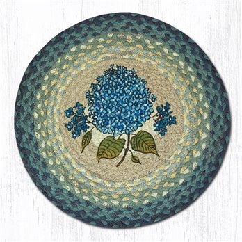 Blue Hydrangea Round Braided Chair Pad 15.5"x15.5"