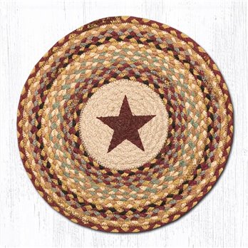 Burgundy Star Round Braided Chair Pad 15.5"x15.5"