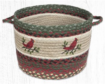 Holly Cardinal Printed Braided Utility Basket 13"x9"