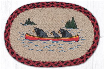 Bears in Canoe Printed Oval Braided Swatch 10"x15"