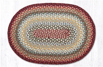 Thistle Green/Country Red Oval Braided Rug 5'x8'