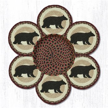 Cabin Bear Braided Trivets in a Basket 10"x10", Set of 6