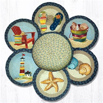 By The Sea Braided Trivets in a Basket 10"x10", Set of 6