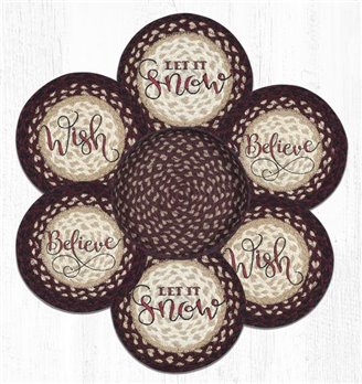 Festive Braided Trivets in a Basket 10"x10", Set of 6
