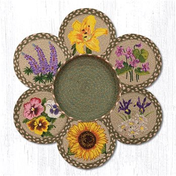 Flowers Braided Trivets in a Basket 10"x10", Set of 6