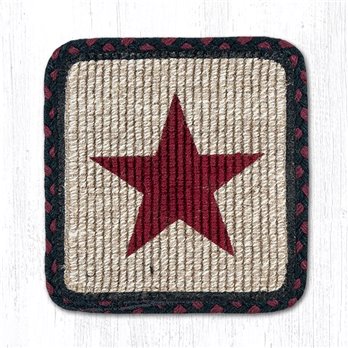 Burgundy Star Wicker Weave Braided Trivet 9"x9"