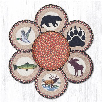 Wildlife Braided Trivets in a Basket 10"x10", Set of 6