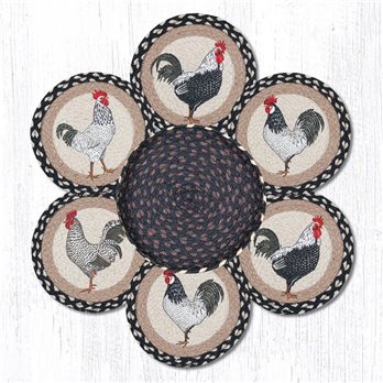 Roosters Braided Trivets in a Basket 10"x10", Set of 6
