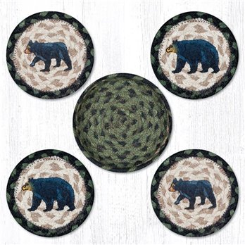 Mama & Baby Bear Braided Coasters in a Basket 5"x5" Set of 4
