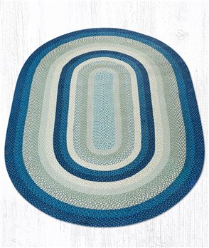 Breezy Blue/Taupe/Ivory Oval Braided Rug 6'x9'
