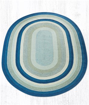 Breezy Blue/Taupe/Ivory Oval Braided Rug 8'x11'