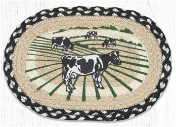 Cows Printed Oval Braided Swatch 10"x15"