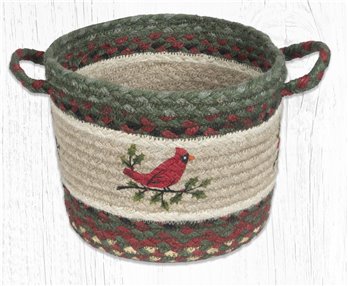 Holly Cardinals Printed Braided Utility Basket 9"x7"