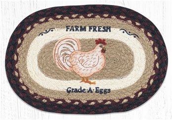 Farmhouse Chicken Printed Oval Braided Swatch 10"x15"