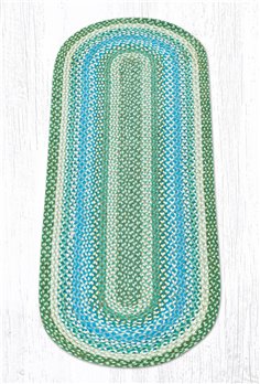 Sage/Ivory/Settlers Blue Oval Braided Rug 2'x6'