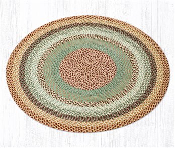 Buttermilk/Cranberry Round Braided Rug 4'x4'