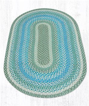 Sage/Ivory/Settlers Blue Oval Braided Rug 3'x5'