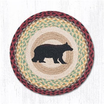 Cabin Bear Round Braided Chair Pad 15.5"x15.5"