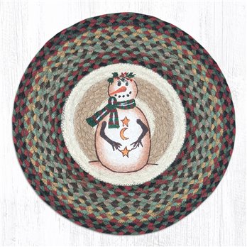 Moon & Star Snowman Round Braided Chair Pad 15.5"x15.5"