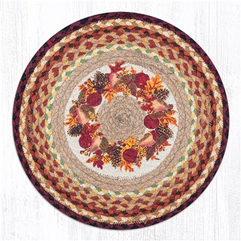 Autumn Wreath Round Braided Chair Pad 15.5"x15.5"