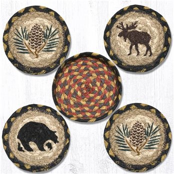 Wilderness Braided Coasters in a Basket 5"x5" Set of 4