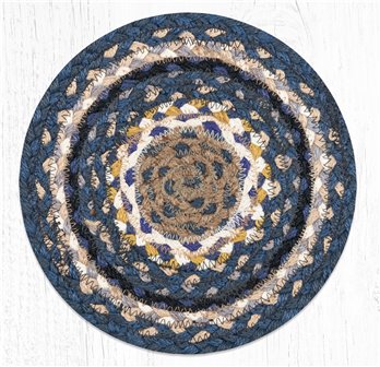 Deep Blue/Golden Rod/Cream Round Braided Swatch 10"x10"