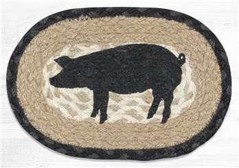 Pig Silhouette Printed Oval Braided Swatch 7.5"x11"