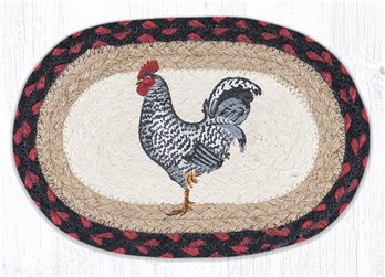 Black & White Rooster Printed Oval Braided Swatch 7.5"x11"