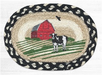 Red Barn Printed Oval Braided Swatch 7.5"x11"
