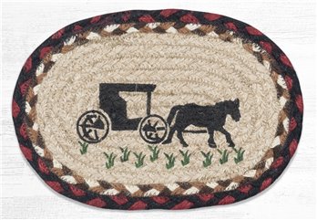 Amish Buggy Printed Oval Braided Swatch 7.5"x11"