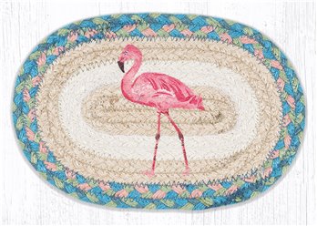 Pink Flamingo Printed Oval Braided Swatch 7.5"x11"