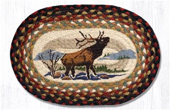 Winter Elk Printed Oval Braided Swatch 10"x15"