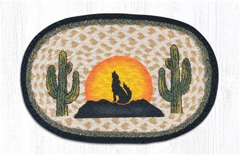 Coyote Silhouette Printed Oval Braided Swatch 10"x15"