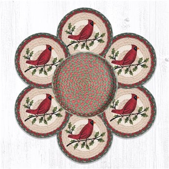Holly Cardinal Trivets in a Basket 10"x10"